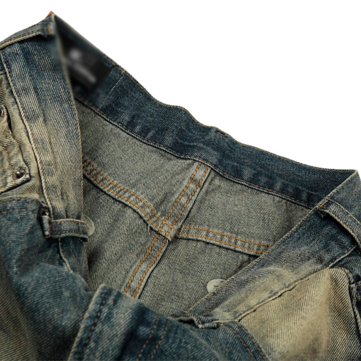 Men's Washed Distressed Denim Loose Vintage Street Pants Mud Dye Holes