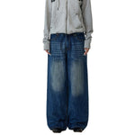 Slub Denim Wide Leg Jeans