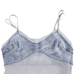 Falda vaquera con bordado de perlas y lavado vintage