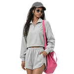 Preppy Style Half‑Zip Sport Sweatshirt With Adjustable Drawstring Hem