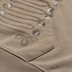 Light‑Soft Vintage Snow‑Washed Drawstring Button‑Print Zip‑Up Hoodie
