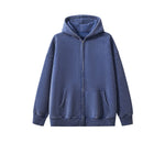 Stone Wash Zip-Front Fleece Hoodie