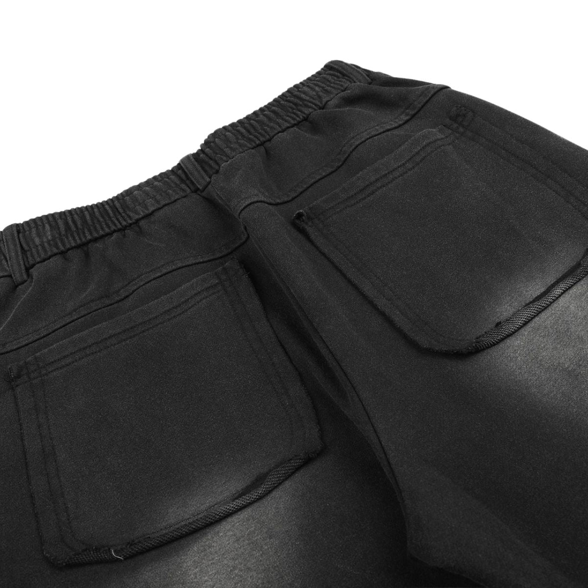 Vintage Washed Distressed Eyelet‑Stud Relaxed Wide‑Leg Trousers
