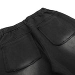 Vintage Washed Distressed Eyelet‑Stud Relaxed Wide‑Leg Trousers