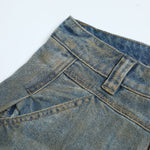 Vintage Distressed Washed Wide Jeans