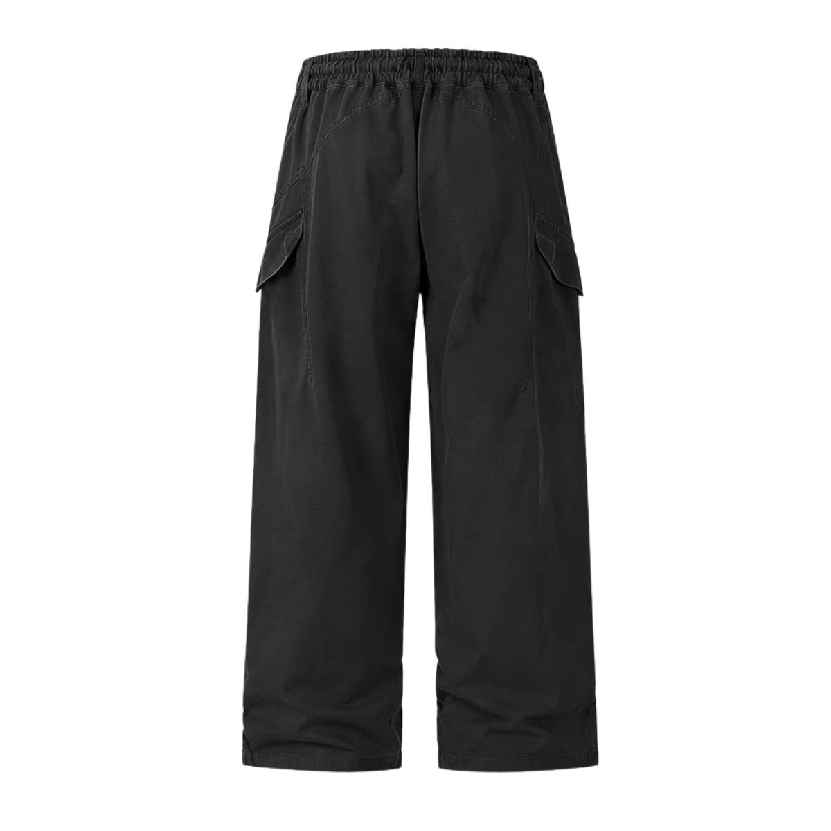 Washed Solid Wide Relaxed Workwear Pants