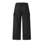 Washed Solid Wide Relaxed Workwear Pants