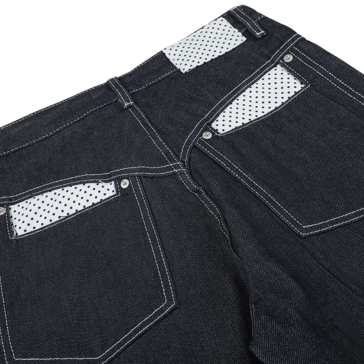 Paneled Pocket Decor Relaxed Raw Denim Jeans