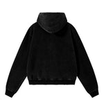 Boxy Cropped Stacked Sleeve Ripped Distressed Full Zip Hoodie