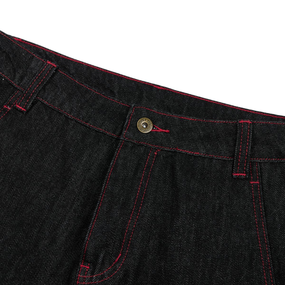 Embroidered Raw Denim Vintage Washed Loose Straight‑Leg Jeans