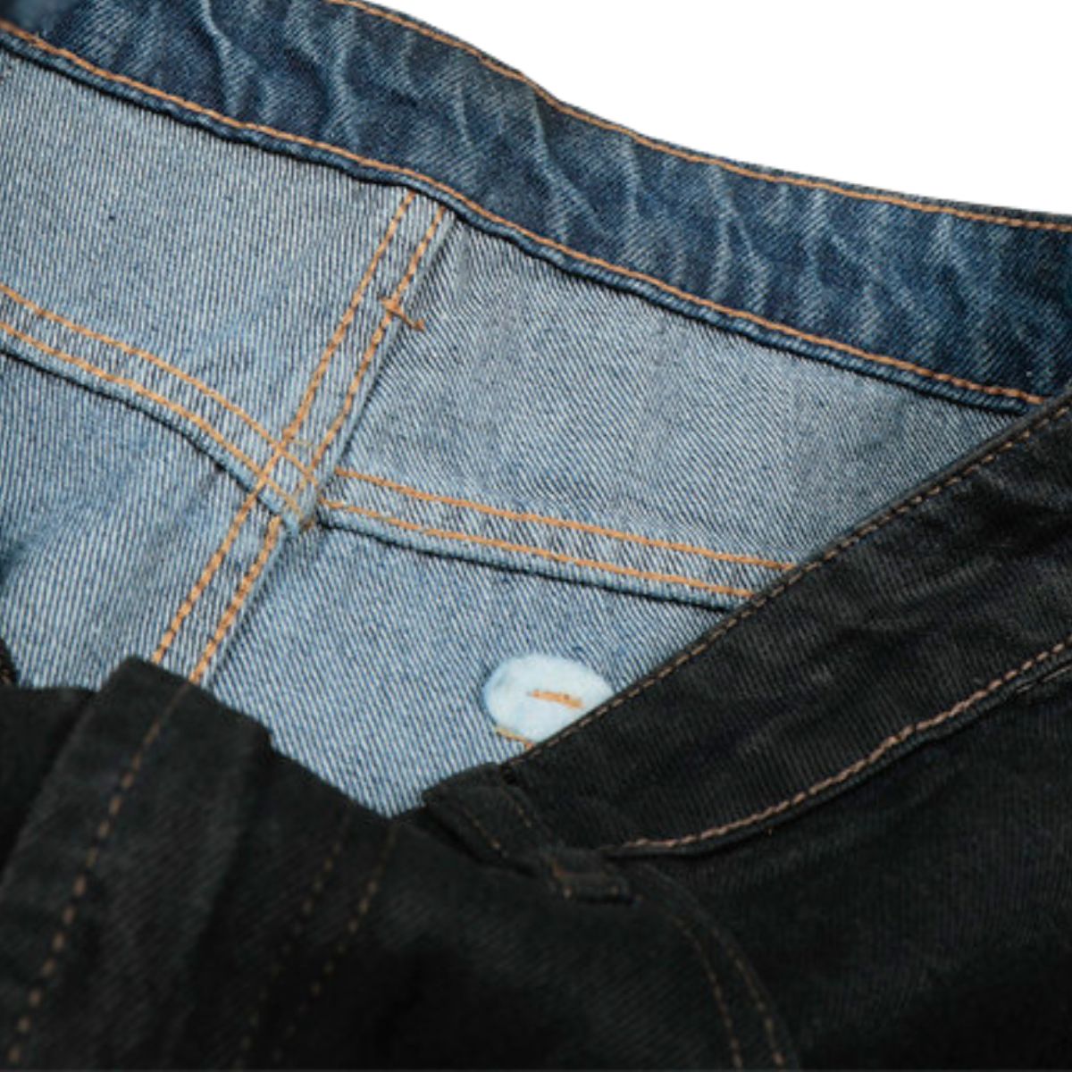 Men's Distressed Washed Denim Curved Pants Loose Wide Leg Street