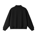 Old Money Cropped Polo Collar Fleece Sweatshirt