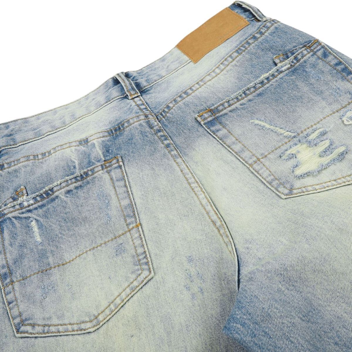 Vintage Whiskered Ripped Straight‑Leg Casual Jeans