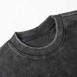 Vintage Washed Short Sleeve Textured Panel Design Tee