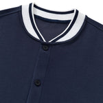 Short Sleeve Button‑Up Striped Baseball Cardigan