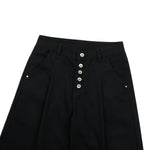 Button‑Fly Pleated Wide Leg Trousers