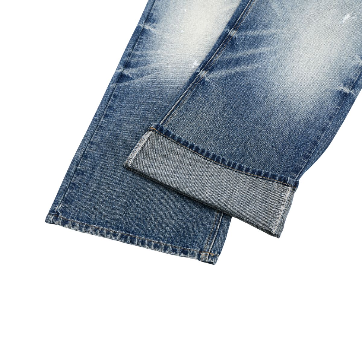 Vintage Splash Paint Washed Whisker Denim Pants