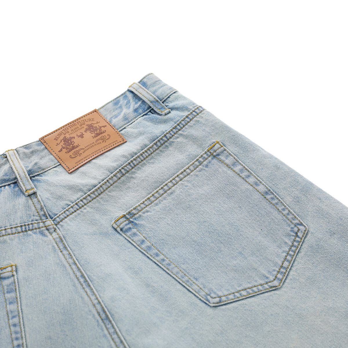 Layered Two-Tone Distressed Denim Bermuda Shorts