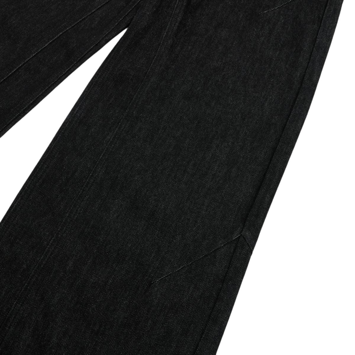 Two‑Tone Waistband Black Wide‑Leg Denim Jeans