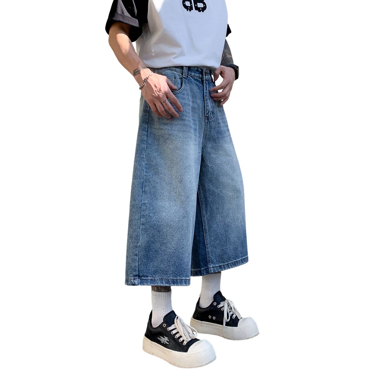 Bermudas con lavado vintage y salpicaduras de tinta