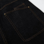 Wide Leg High Waisted Dark Denim Jeans Button Detail
