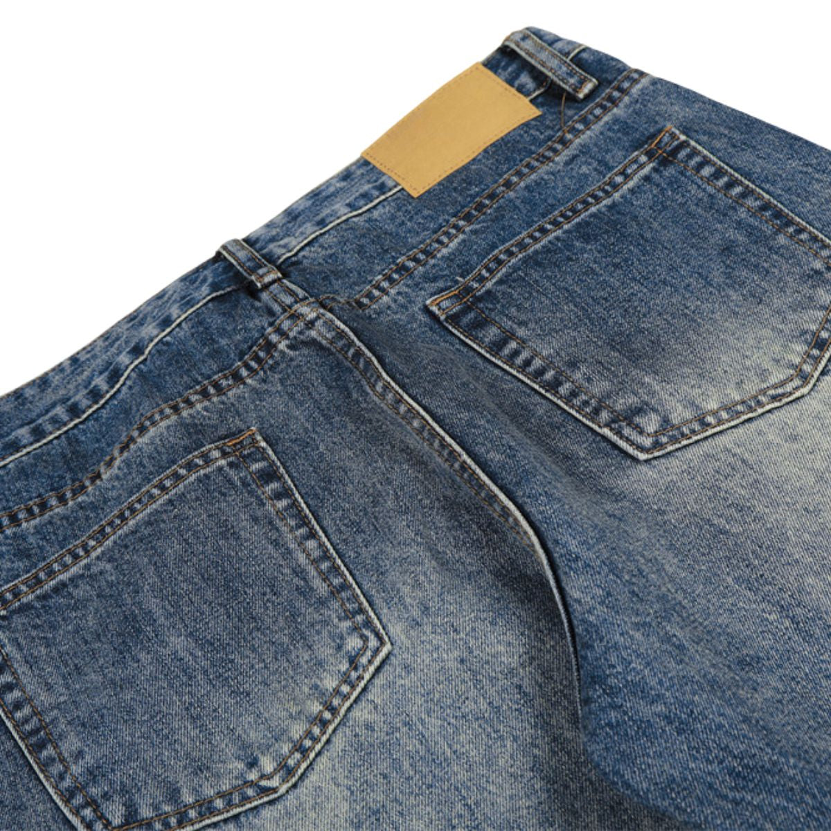 Men's Mid-Rise Straight-Leg Washed Denim Pants â€?Vintage Casual