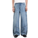 Zipped Panelled Streetwear Baggy Straight-Leg Jeans