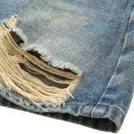 Falda vaquera con bordado de perlas y lavado vintage