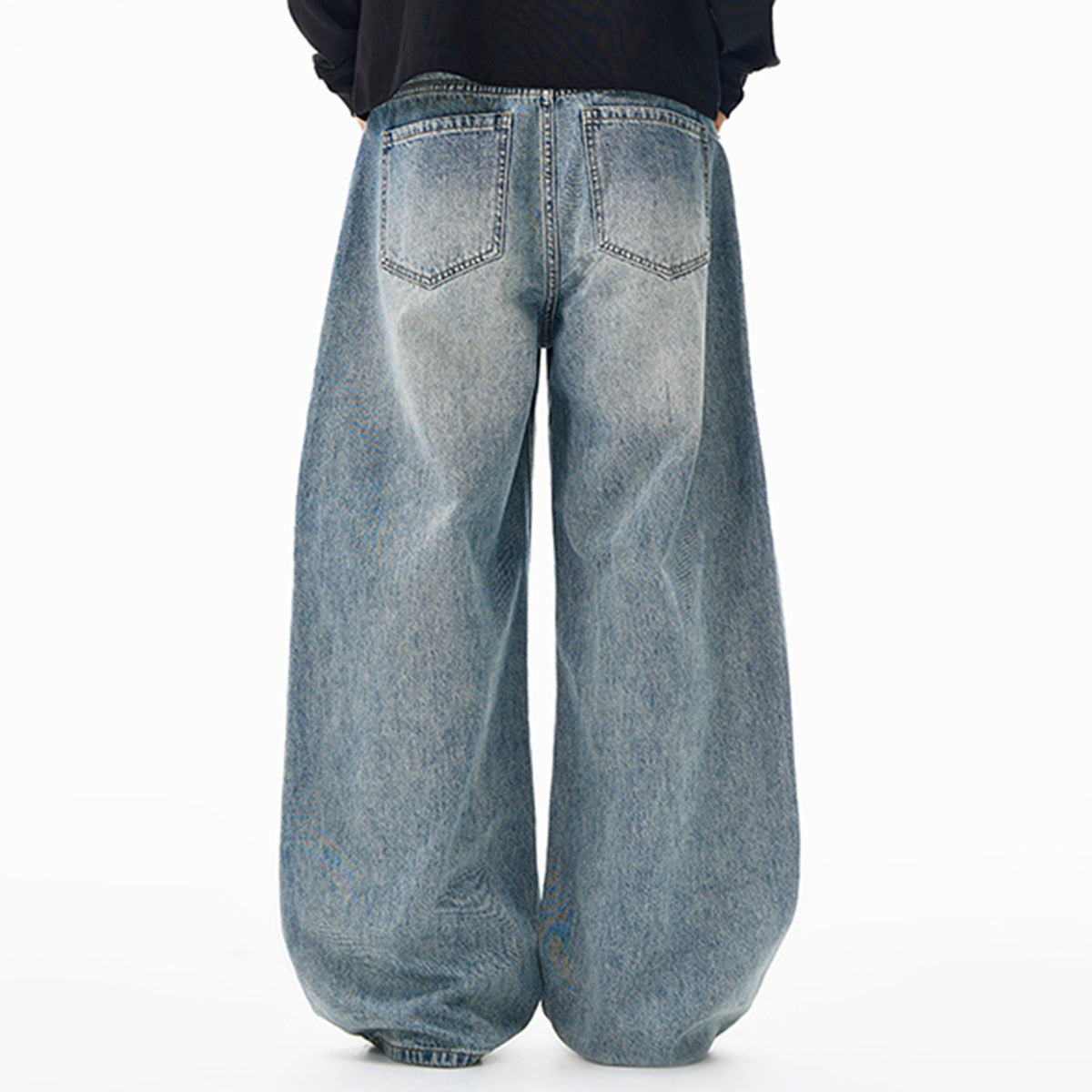 High Waisted Wide Leg Vintage Washed Casual Jeans