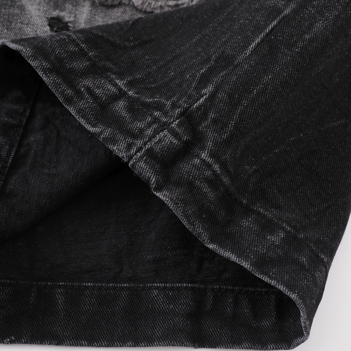 Ripped Patchwork Plaid Denim Bermuda Shorts