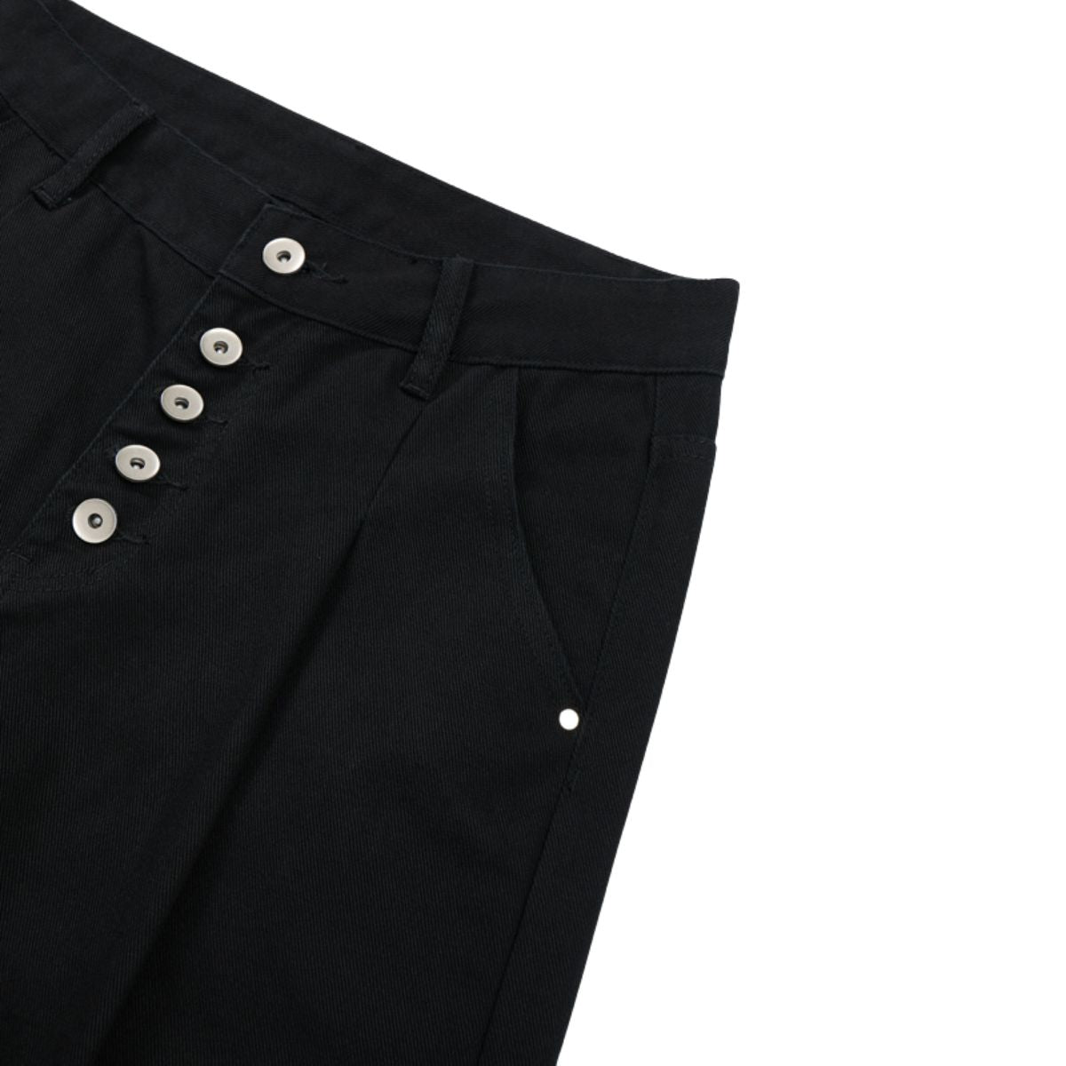 Button‑Fly Pleated Wide Leg Trousers