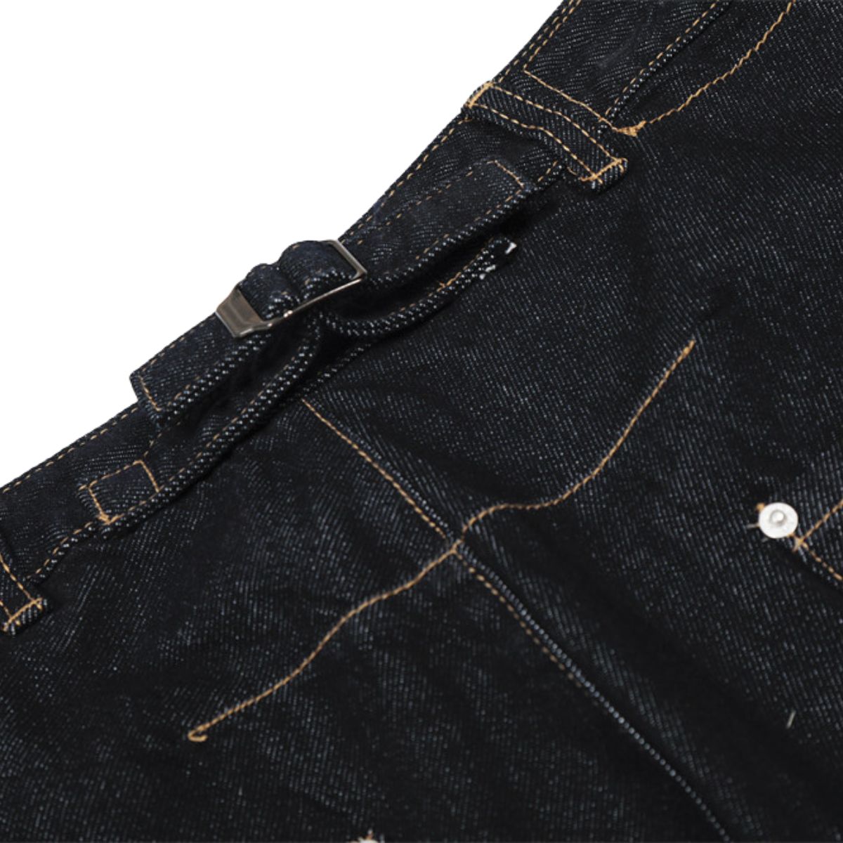 Men's Original Denim Loose Wide-Leg Straight Pants with Contrast Stitching