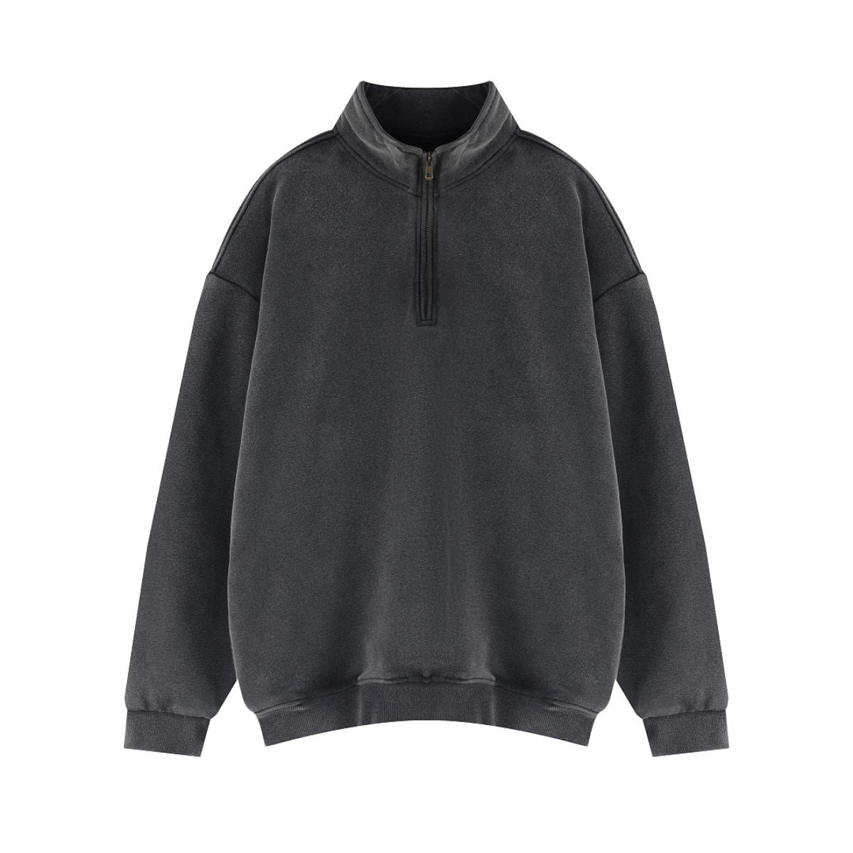 Heavyweight Washed Fleece Stand Collar Zip Sweatshirt