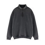 Heavyweight Washed Fleece Stand Collar Zip Sweatshirt