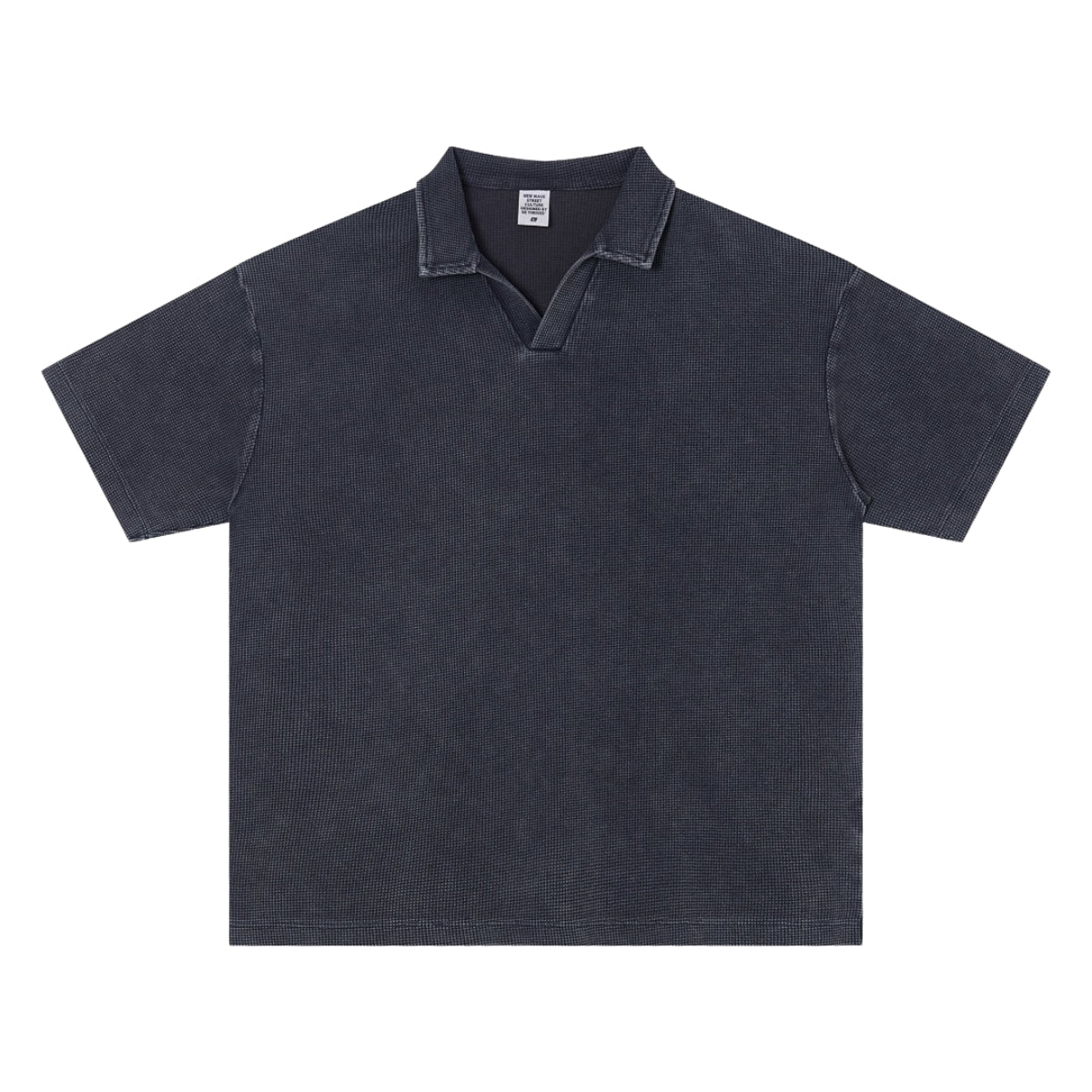 Retro Distressed Waffle Vintage Wash Polo T-Shirt