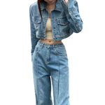 Vintage Washed Cropped Denim Jacket