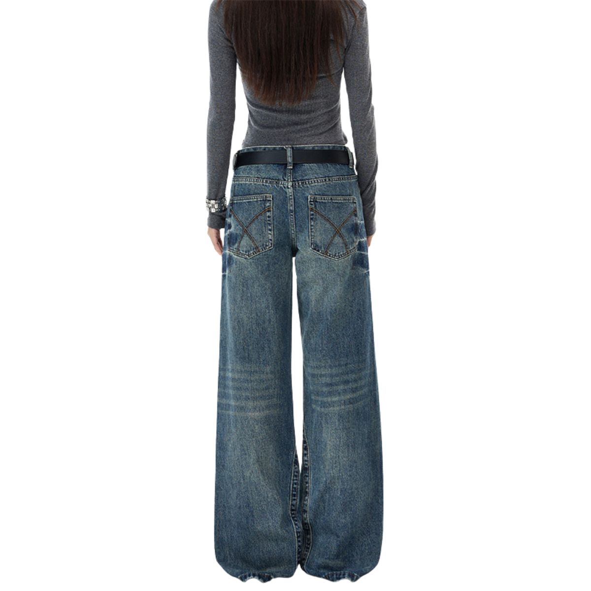 Vintage Washed Wide Leg Jeans