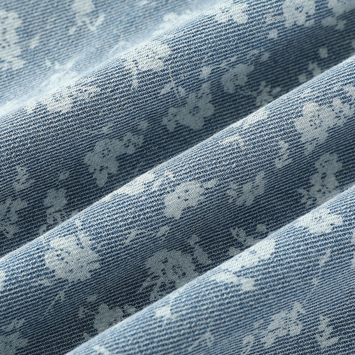 Floral Print Denim Spaghetti-Strap Dress