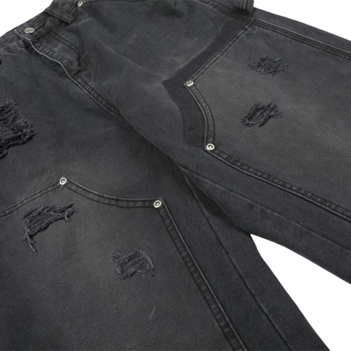 Men's Distressed Punk Cargo Pants â€?Loose Wide-Leg Streetwear