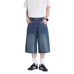 Retro Washed Denim Wide-Leg Bermuda Short