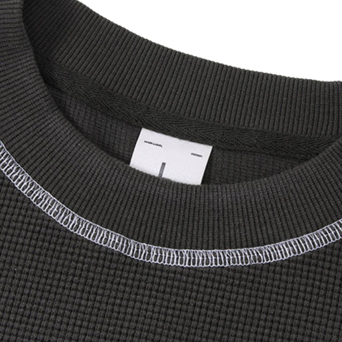 Vintage Waffle Knit Contrast Stitch Oversized T-Shirt