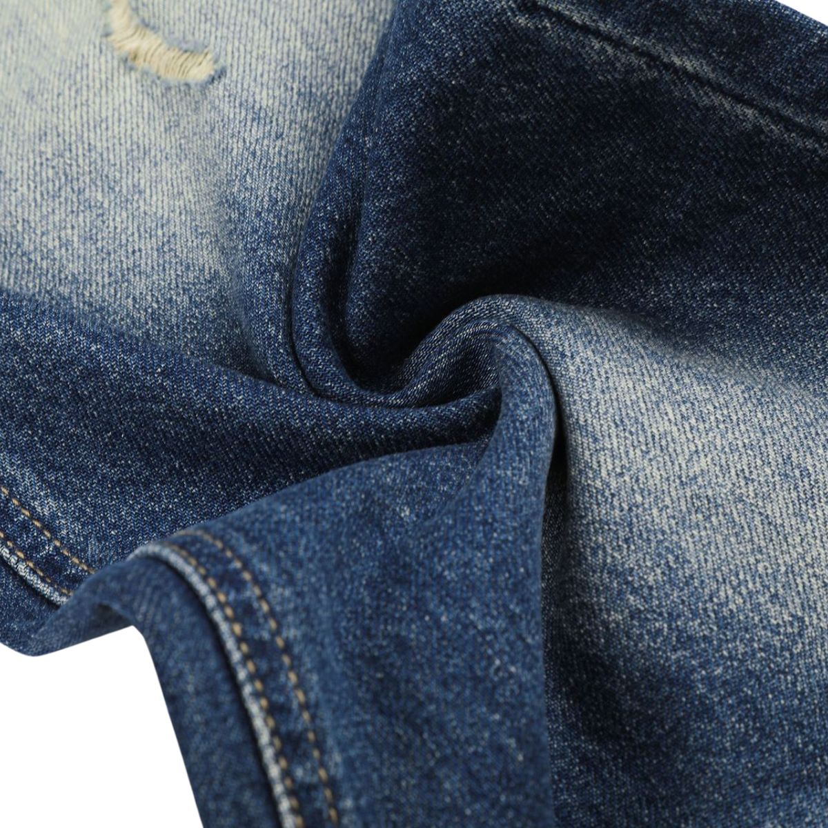 Washed Blue Distressed Micro Flare Vintage Denim Jeans
