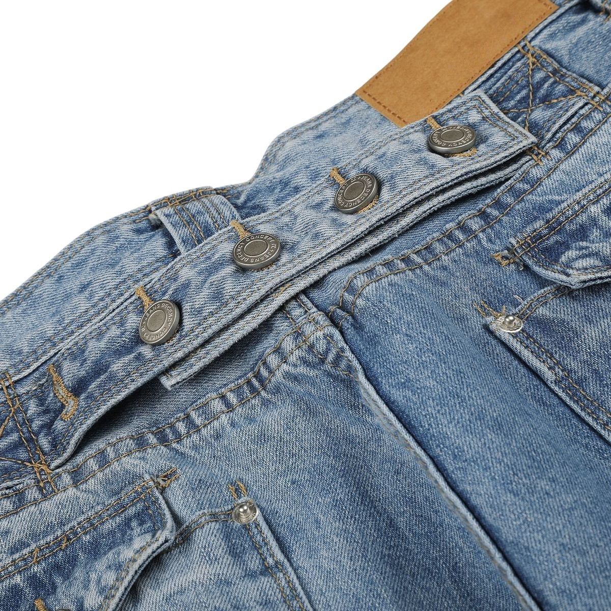 Trendy Constructed Vintage Blue Scimitar‑Leg Jeans