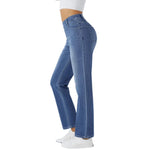High Waisted Pull-On Straight Leg Jeans