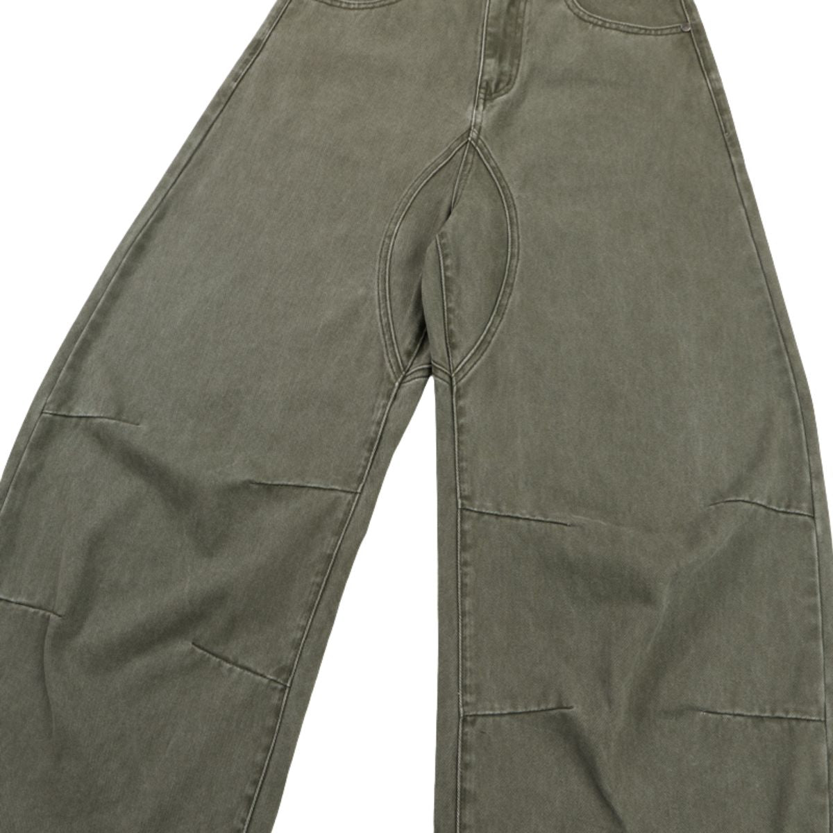 Vintage Washed Curved‑Seam Baggy Wide‑Leg Trousers