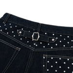 Star‑Print Curved Blade Raw Denim Jeans