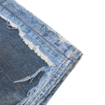 Vintage Washed Distressed Denim Bermuda Shorts with Frayed Panels