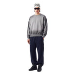 Cotton Terry Washed Distressed Graffiti Drop‑Shoulder Crewneck Sweatshirt