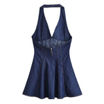 Falda vaquera con bordado de perlas y lavado vintage