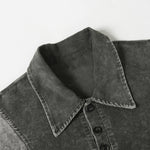Two Tone Vintage Wash Contrast Panels Polo Shirt